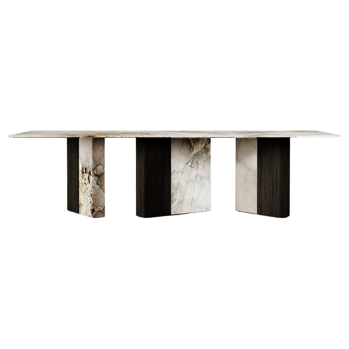 One Way or Another Table à manger Patagonia Marble Black Fir Wood en vente