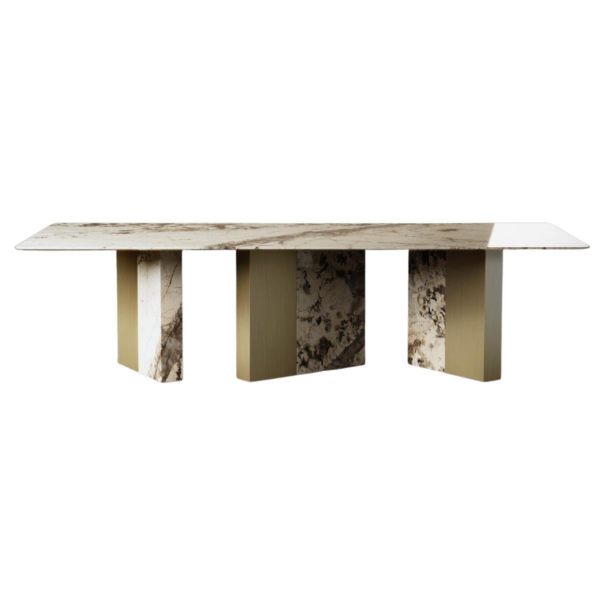One Way or Another Dining Table Patagonia Marble Brused Brass