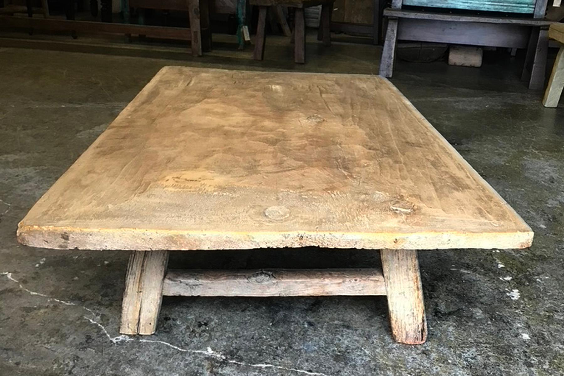 Rustic One Wide Antique Board Coffee Table For Sale