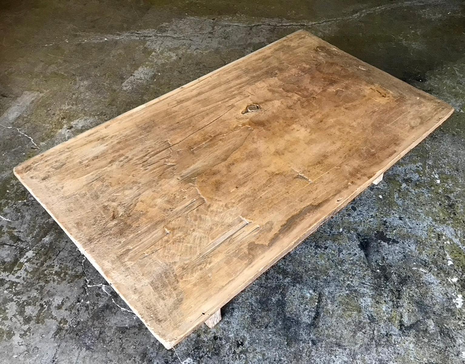 Wood One Wide Antique Board Coffee Table For Sale