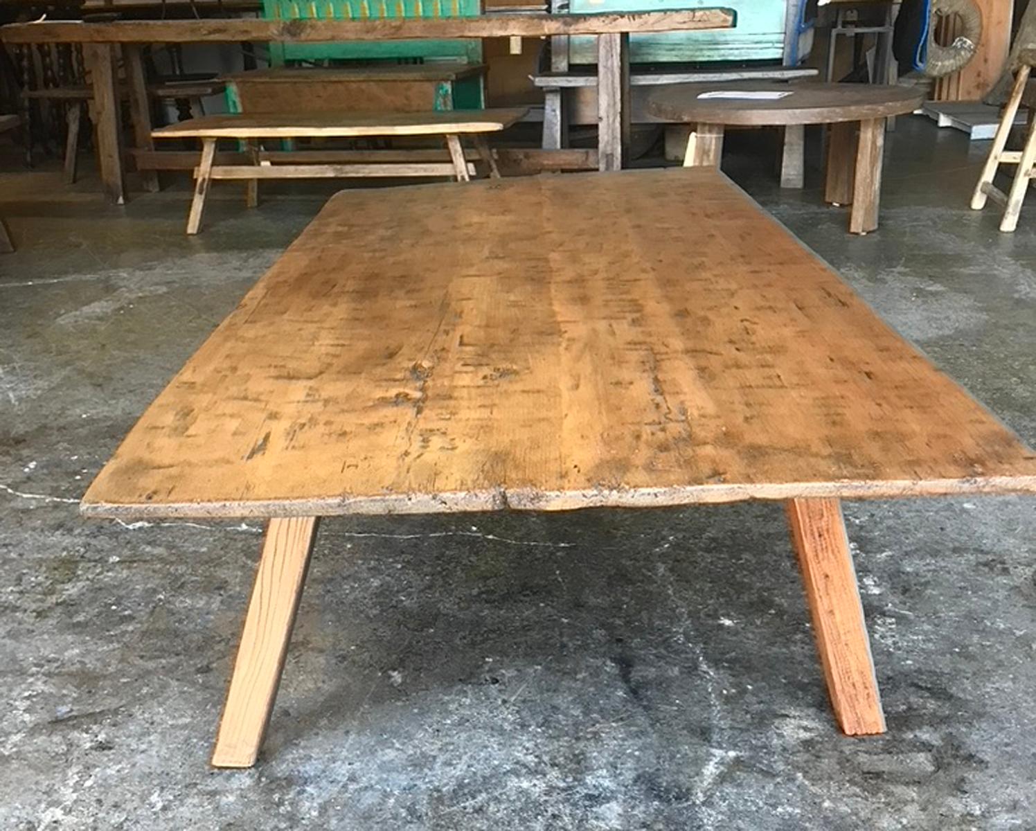 Wood One Wide Board Coffee Table For Sale