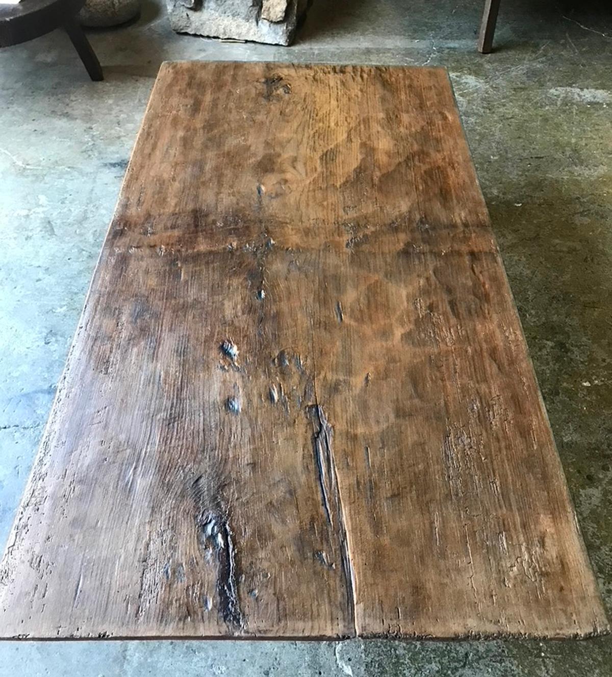 20th Century One Wide Board Hand Hewn Coffee Table For Sale