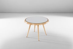 One Wood and Mirrored Glass Low Table, Italian Design, 1950 circa