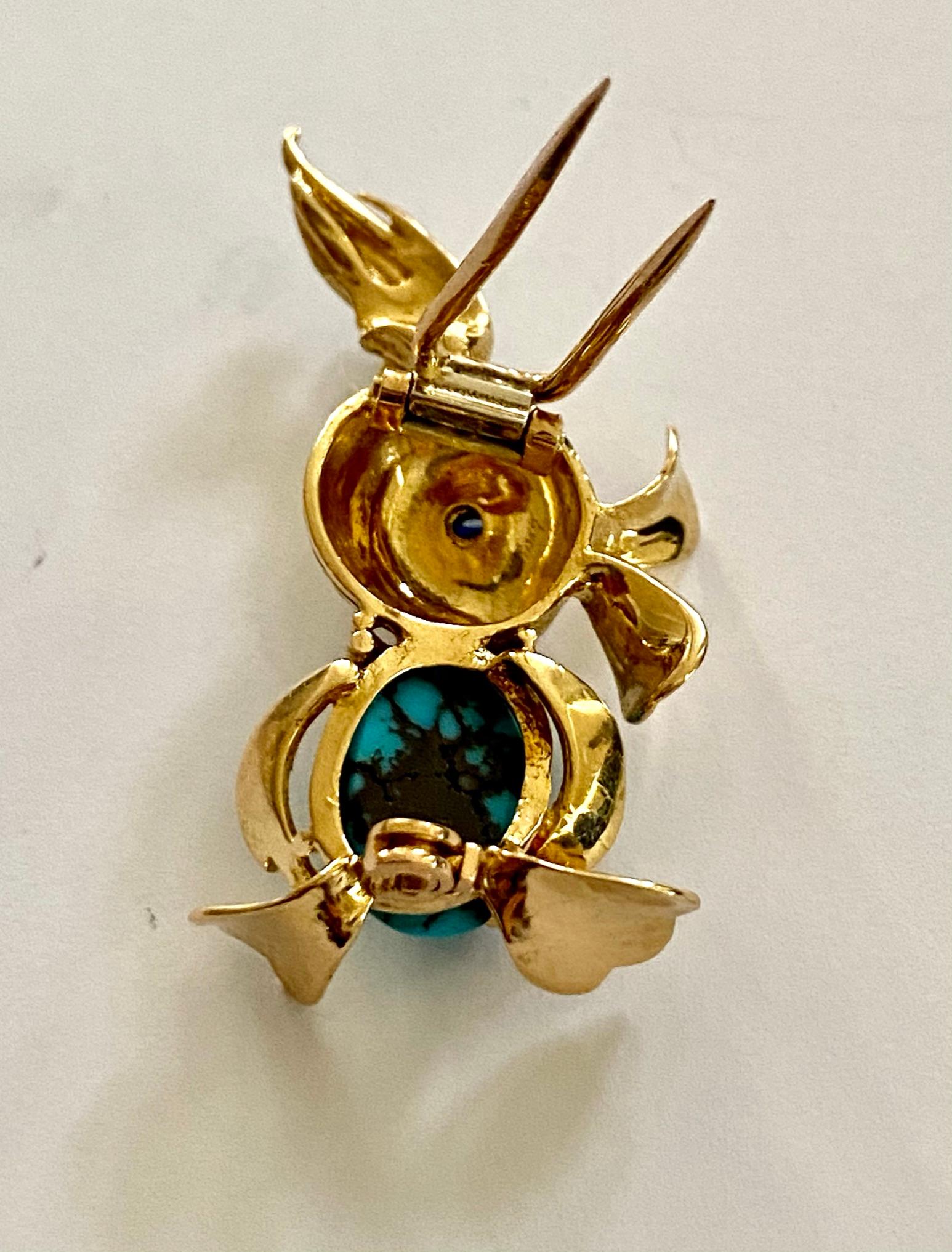 One Yellow Gold Duck Brooch, France, circa 1955 In Good Condition For Sale In Heerlen, NL