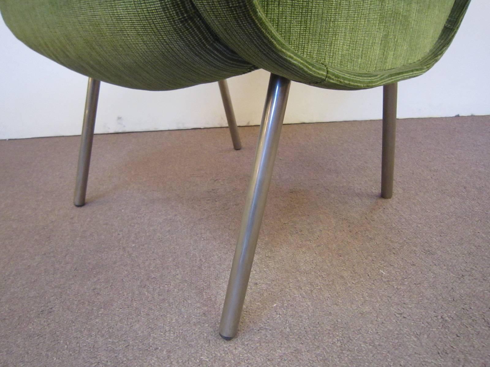 One, Two or Three Original Midcentury Marco Zanuso Lady Chairs in Green Velour 3