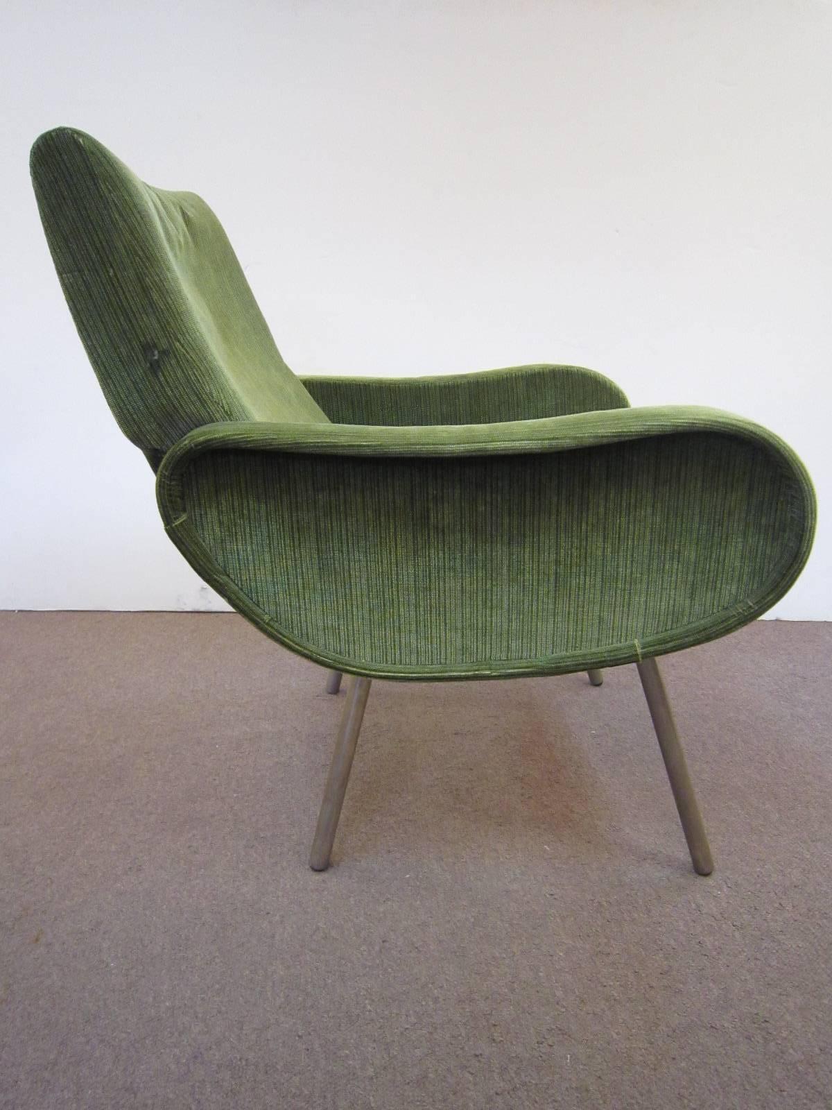 Mid-20th Century One, Two or Three Original Midcentury Marco Zanuso Lady Chairs in Green Velour