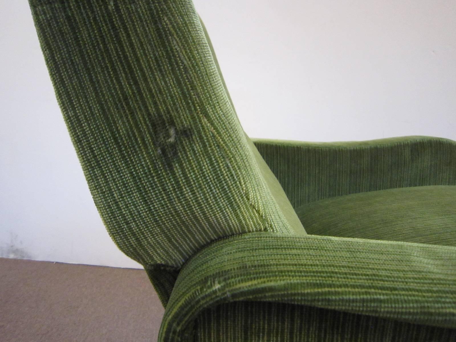 Steel One, Two or Three Original Midcentury Marco Zanuso Lady Chairs in Green Velour