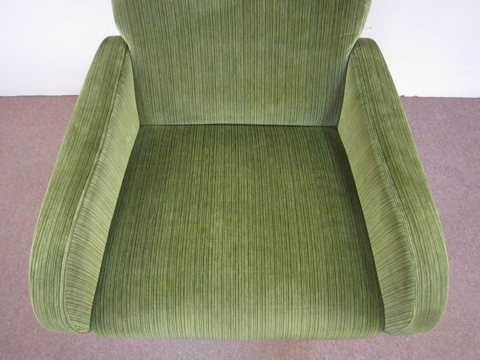 One, Two or Three Original Midcentury Marco Zanuso Lady Chairs in Green Velour 2