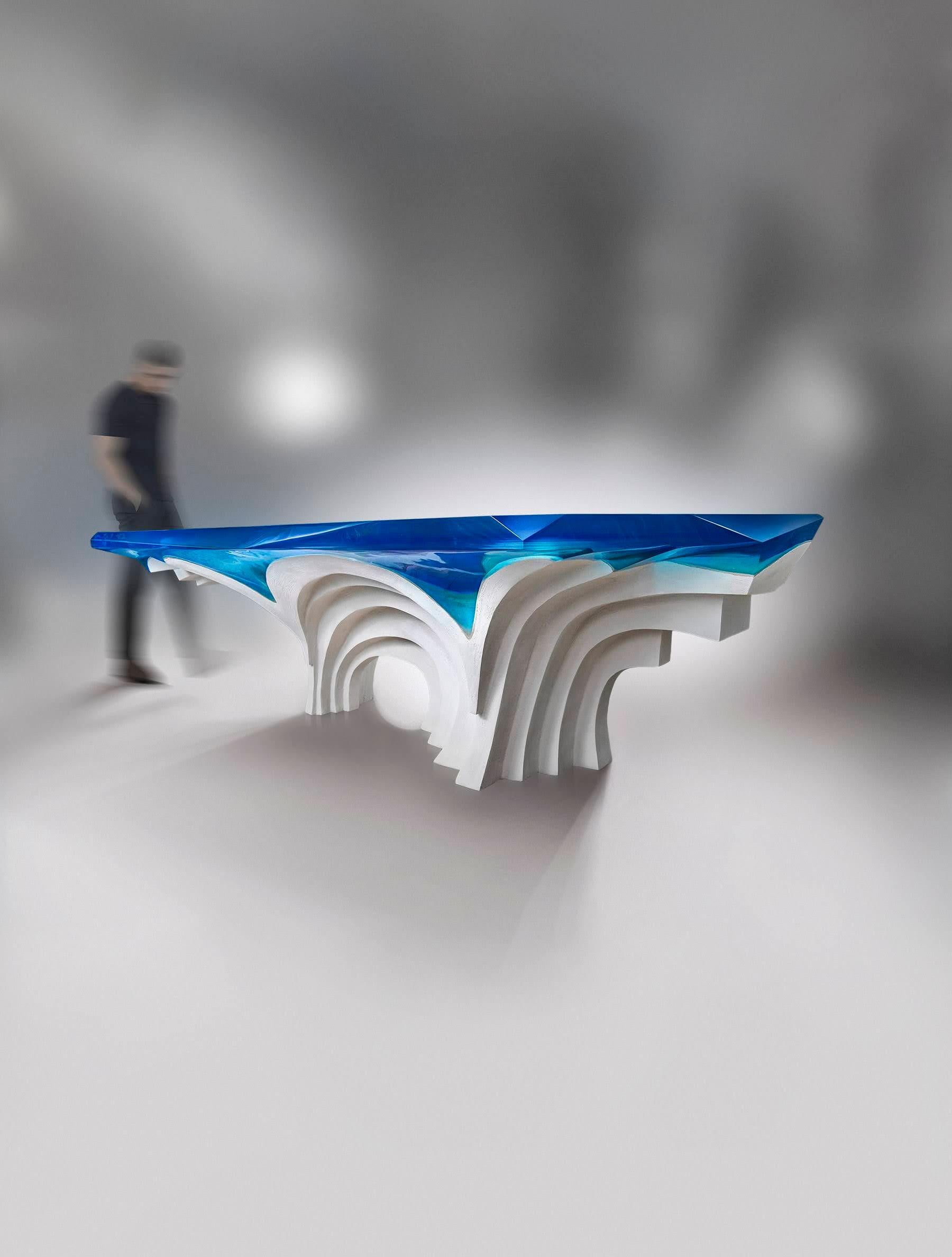 DIMENSIONS:

L 280 cm / W 125 cm / H 65 cm (may be customized)

*note: each piece is 100% unique & handmade by the artist, dimensions may vary 1-2 cm.

 
MATERIALS:
Jesmonite, acrylic glass, fiber optic lighting (220v /110v)

LIMITED