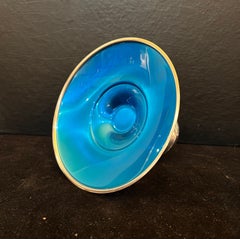 Plato para caramelos Oneida Fine Silver Plate Esmalte azul Tazza Compote Stemmed
