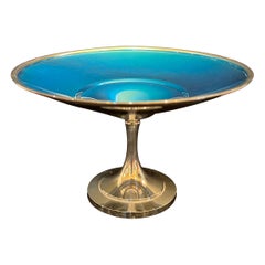 Oneida Feinsilber Platte blau Emaille Tazza Kompott gestielt Candy Dish