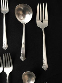 Oneida Heirloom Silver Sterling Silver Flatware Service for Eight, Damask Rose