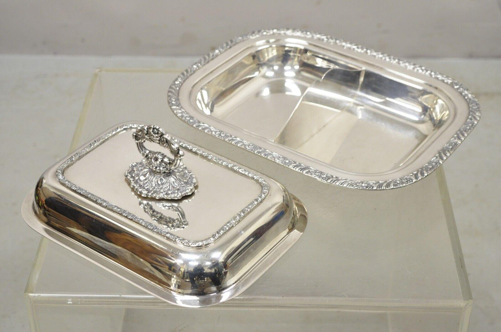 Victorian Oneida Henley Community Silver Plated Lidded Serving Dish Platter For Sale
