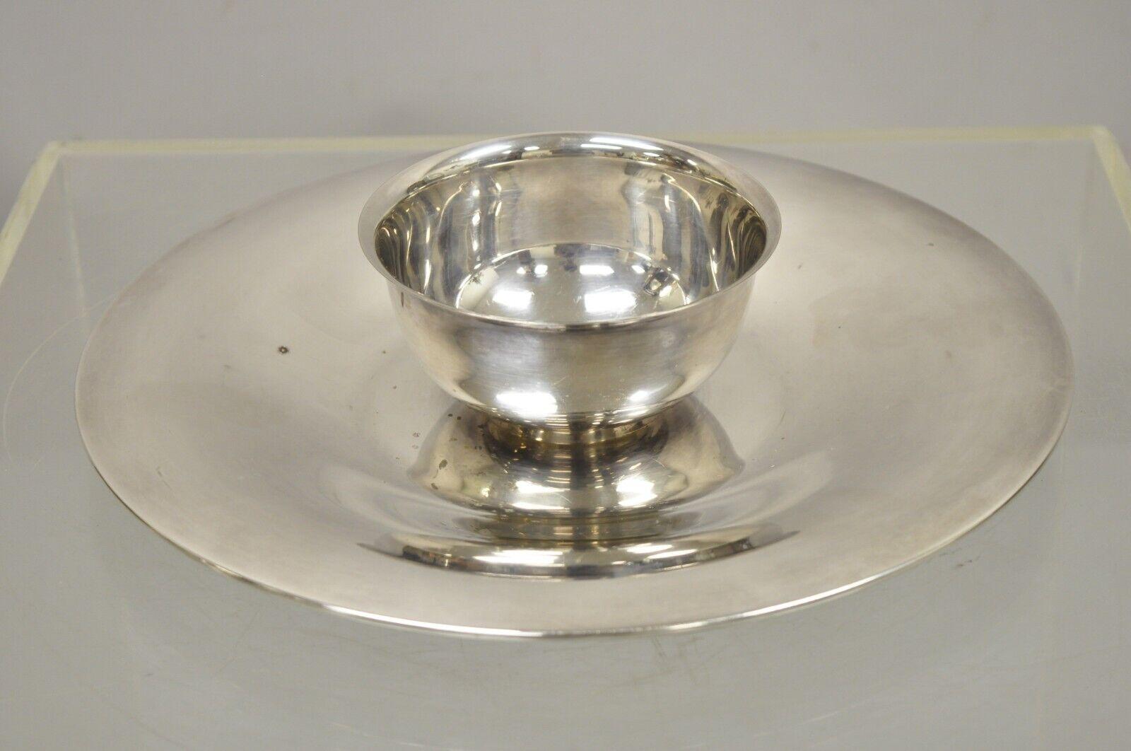 Modern Oneida Silver Plate Serving Platter Dish Shrimp Cocktail Chips and Dip Tray
