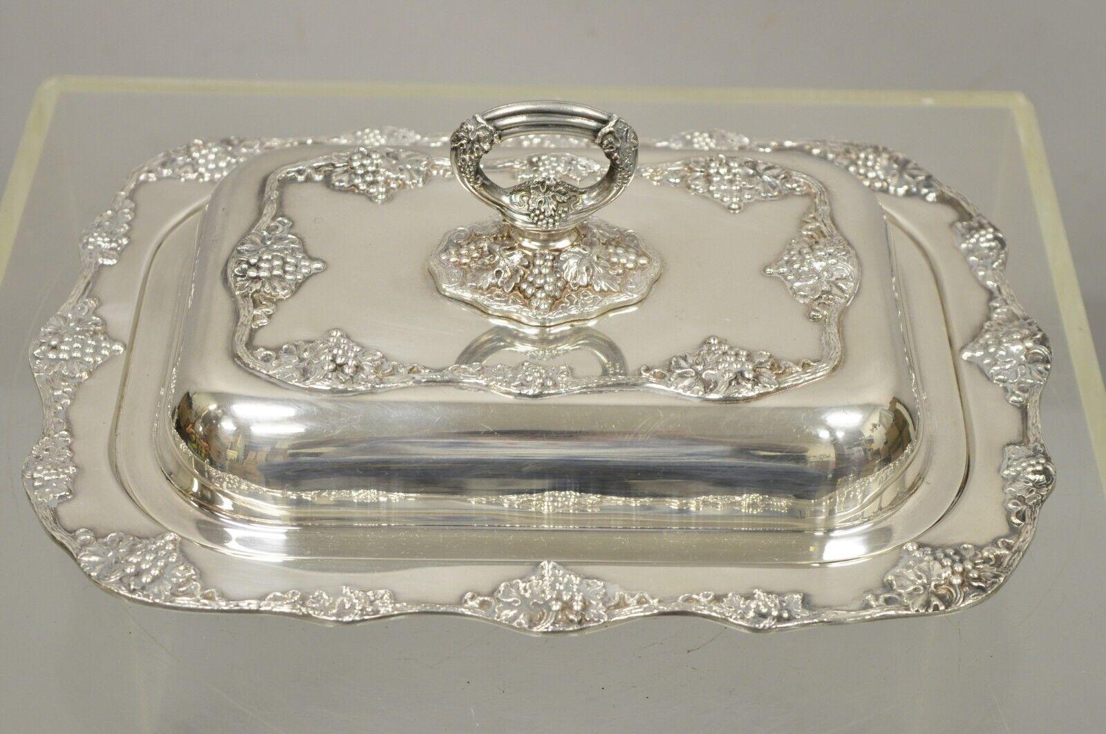 Oneida Silver Plated Grape Vine Regency Style Covered Serving Dish For Sale 4
