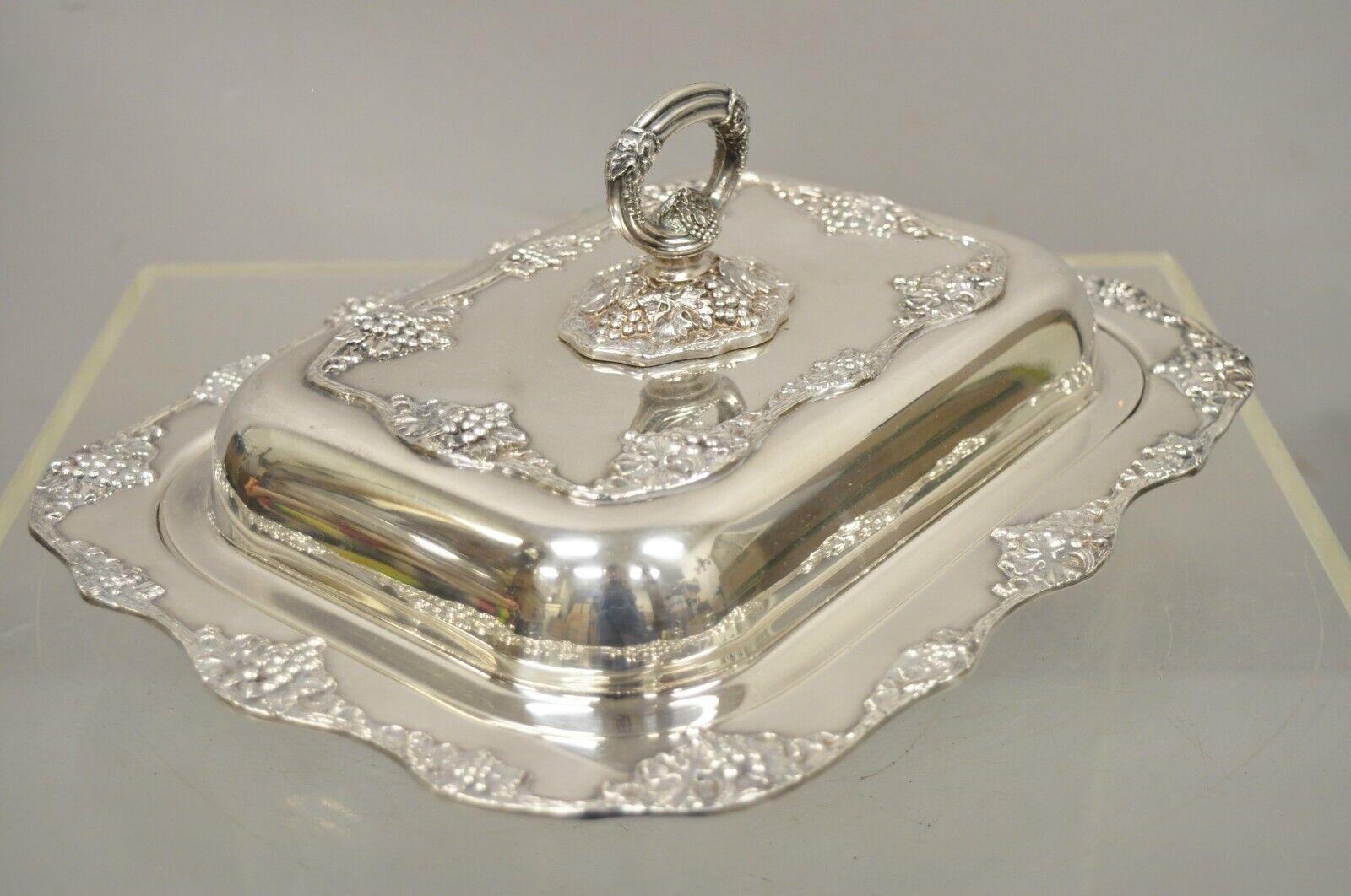 Oneida Silver Plated Grape Vine Regency Style Covered Serving Dish For Sale 1