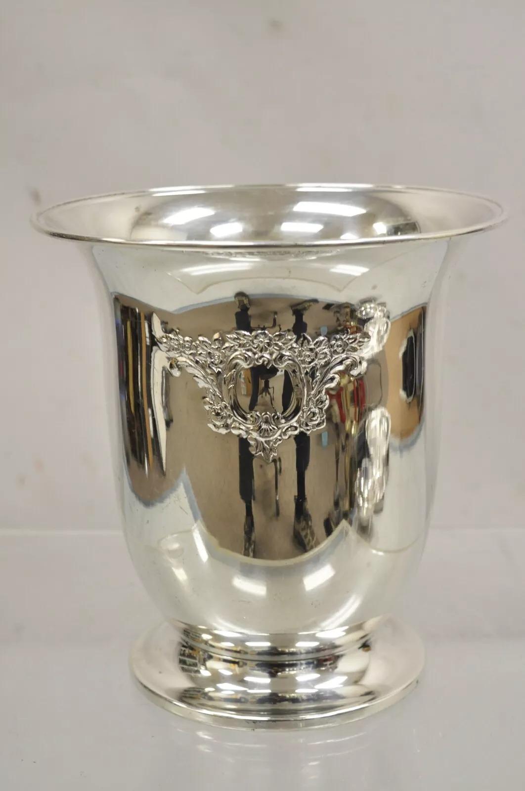 Oneida Victorian Style Silver Plated Embossed Champagne Chiller Ice Bucket For Sale 6