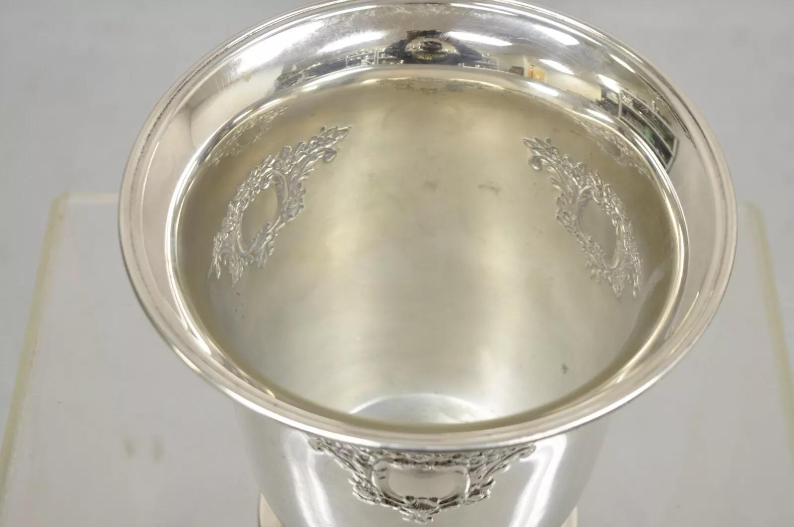 20th Century Oneida Victorian Style Silver Plated Embossed Champagne Chiller Ice Bucket For Sale