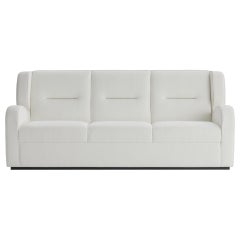 O'neill Sofa in white boucle fabric with black lacquer plinth
