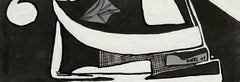 Black & White Spiritual Abstract II - Original Haitian Painting On Paper Mounted