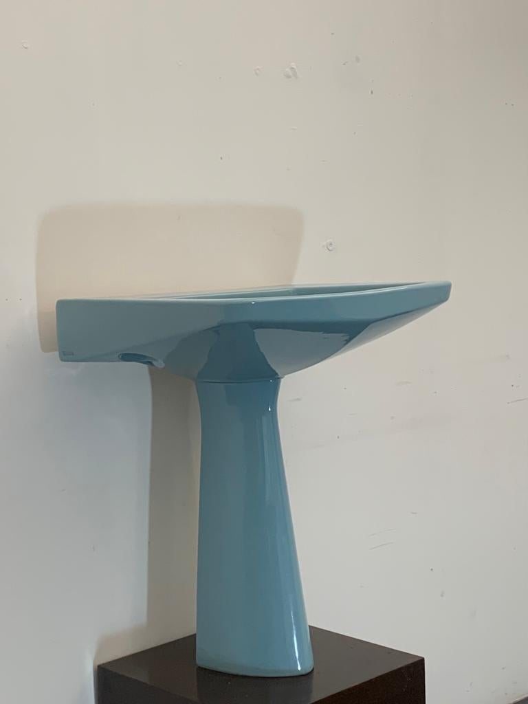 Oneline Blue Washbasin by Gio Ponti for Ideal Standard, 1953 For Sale 3
