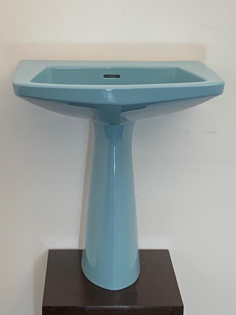 Oneline Blauer Waschbecken von Gio Ponti für Ideal Standard, 1953 (Italienisch) im Angebot