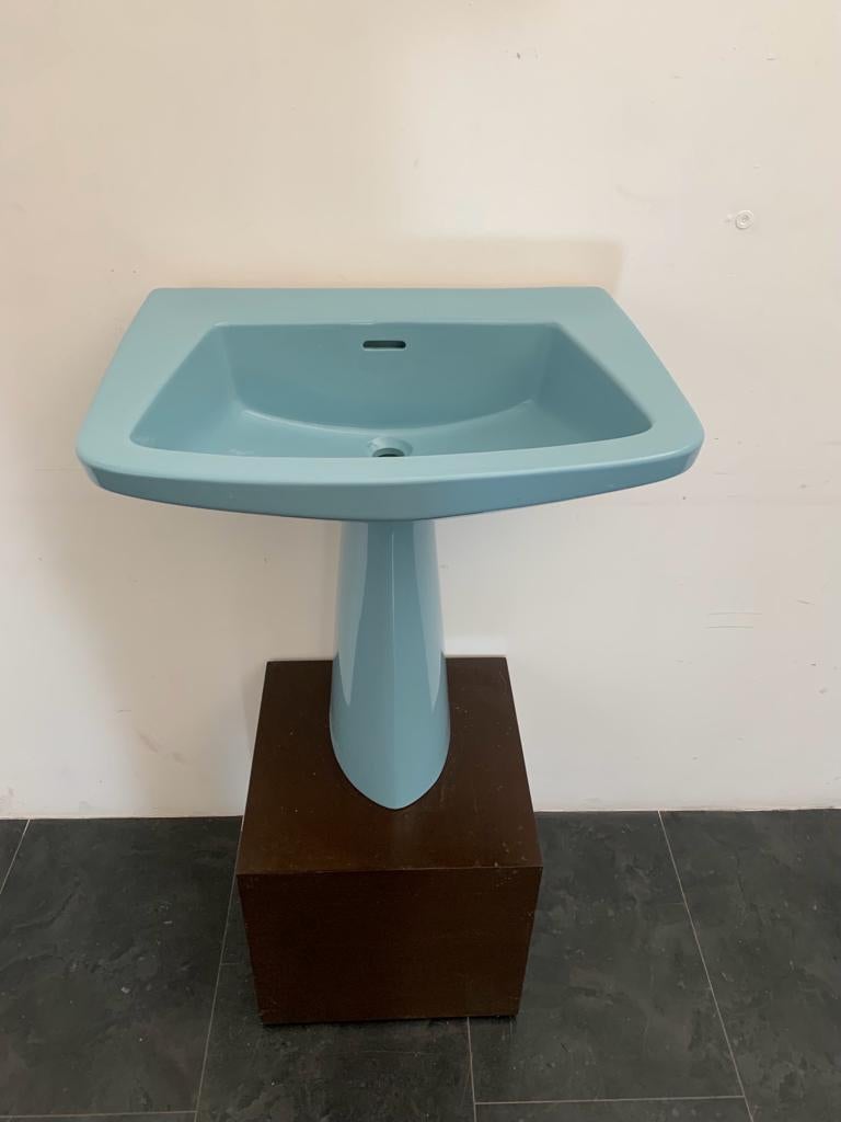 Italian Oneline Blue Washbasin by Gio Ponti for Ideal Standard, 1953 For Sale