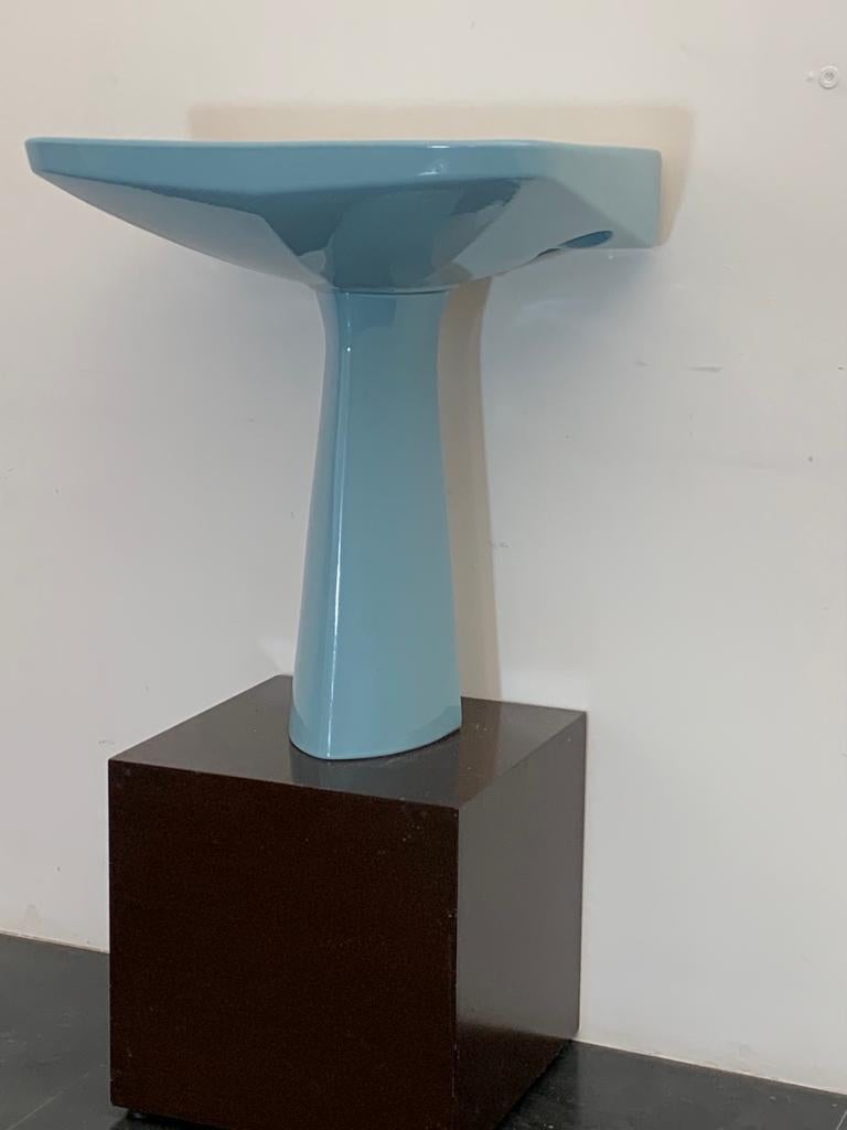 Mid-20th Century Oneline Blue Washbasin by Gio Ponti for Ideal Standard, 1953 For Sale