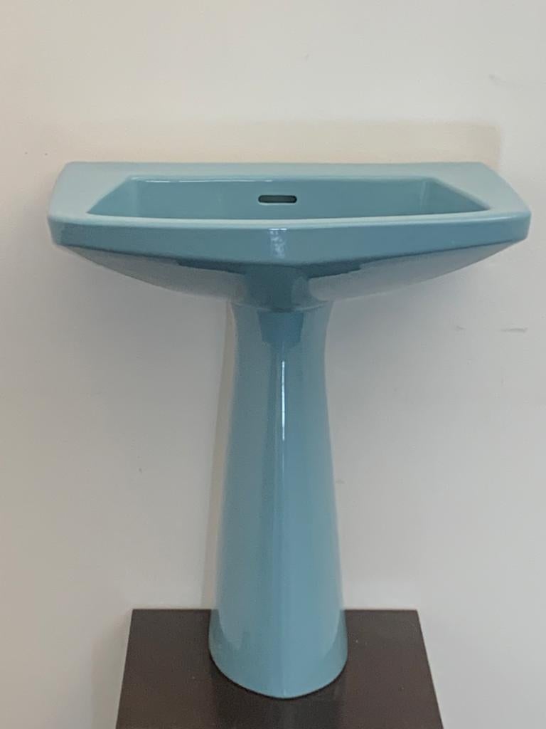 Oneline Blue Washbasin by Gio Ponti for Ideal Standard, 1953 For Sale 1