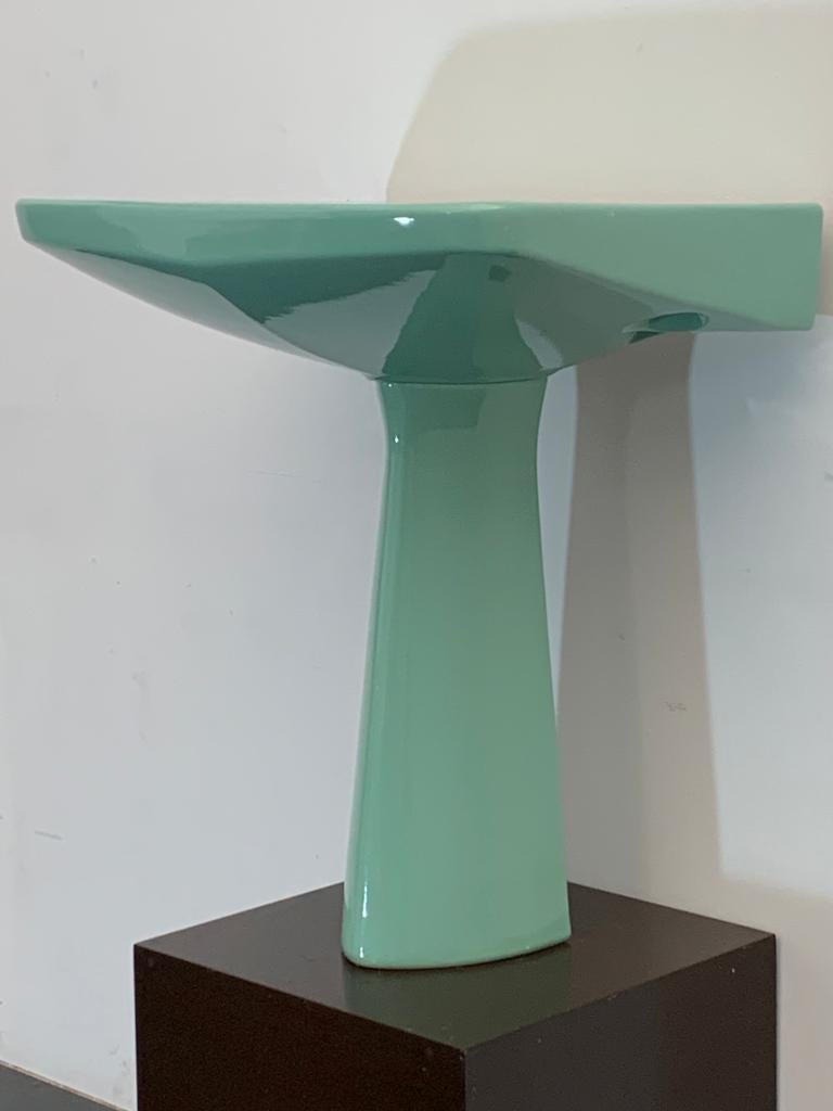 Oneline Sea Green Washbasin by Gio Ponti for Ideal Standard, 1953 For Sale 3