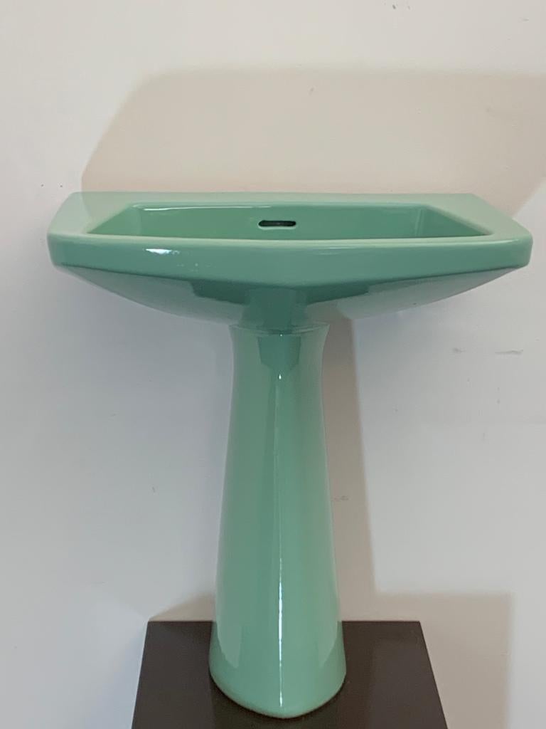 Oneline Sea Green Washbasin by Gio Ponti for Ideal Standard, 1953 For Sale 2