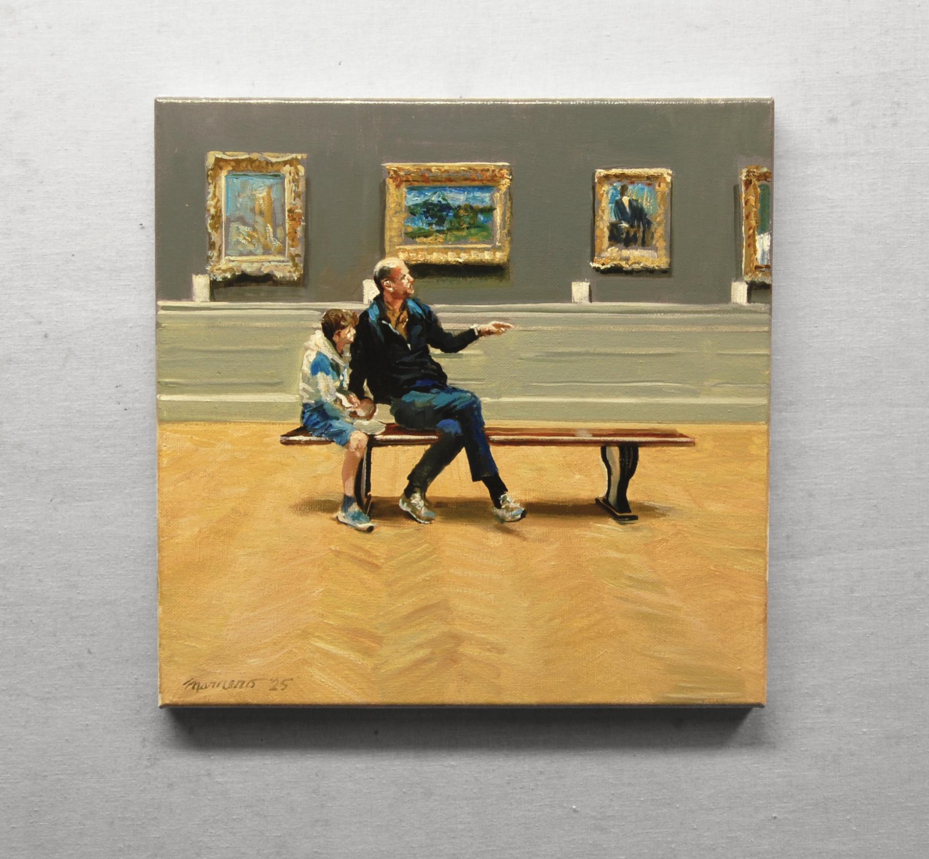 <p>Kommentare des Künstlers<br>Der Künstler Onelio Marrero hält einen Vater und seinen Sohn fest, die in einer Galerie des Metropolitan Museum of Art über Kunstwerke diskutieren. Er liebt Museumsbesuche sowohl wegen der Besucher als auch wegen der