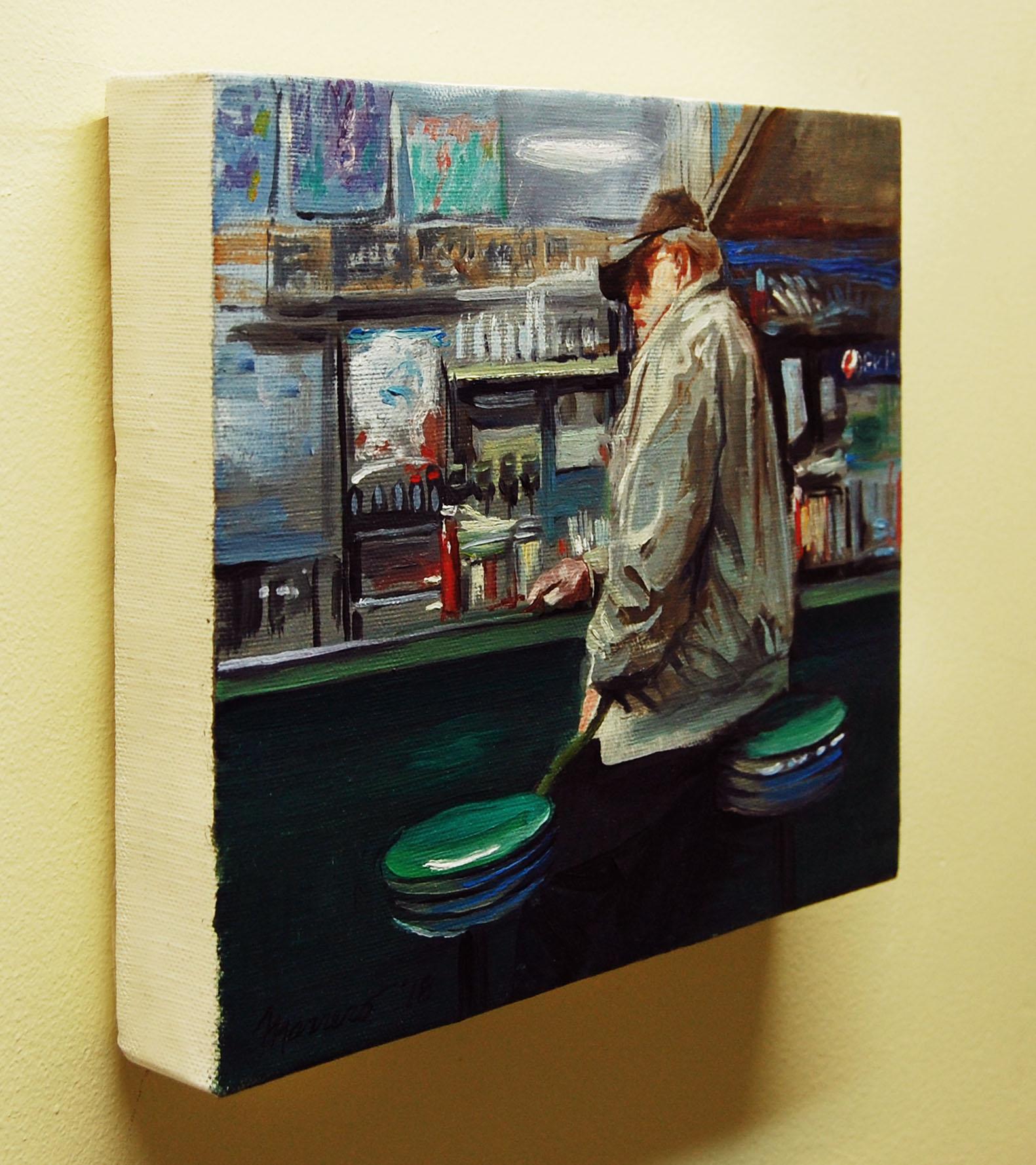 At the Counter - Painting by Onelio Marrero