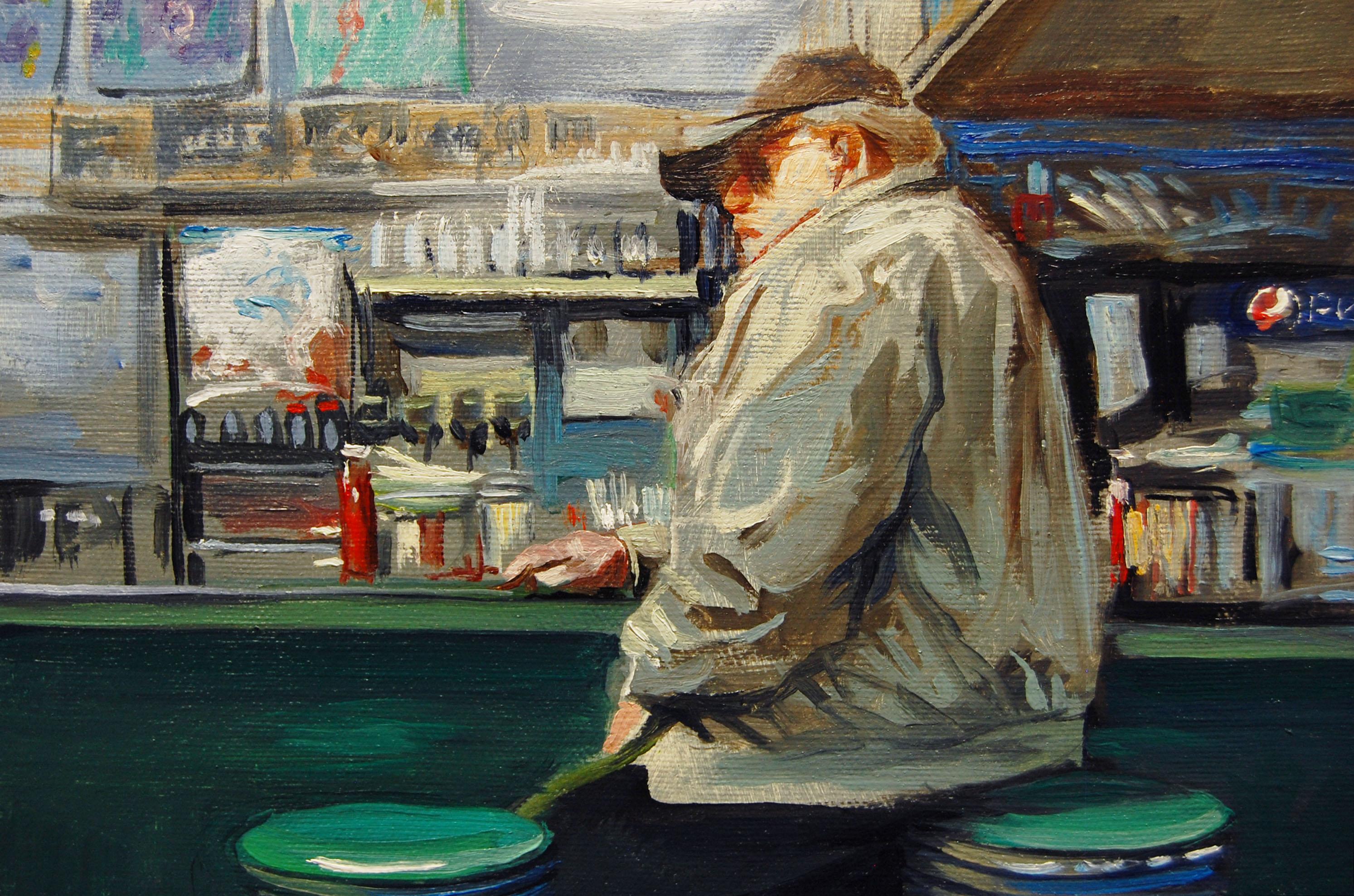 At the Counter - Black Portrait Painting by Onelio Marrero