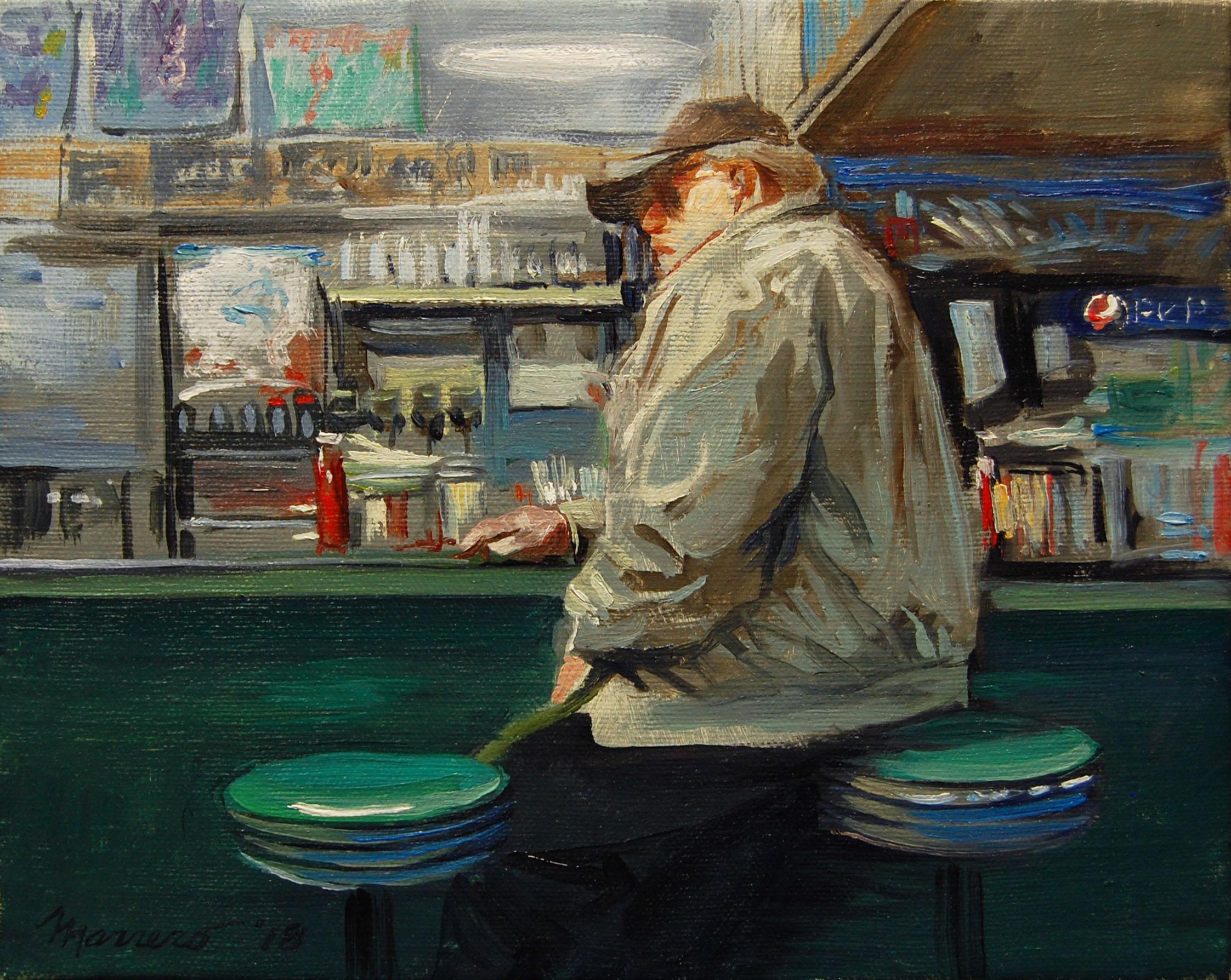Onelio Marrero Portrait Painting - At the Counter