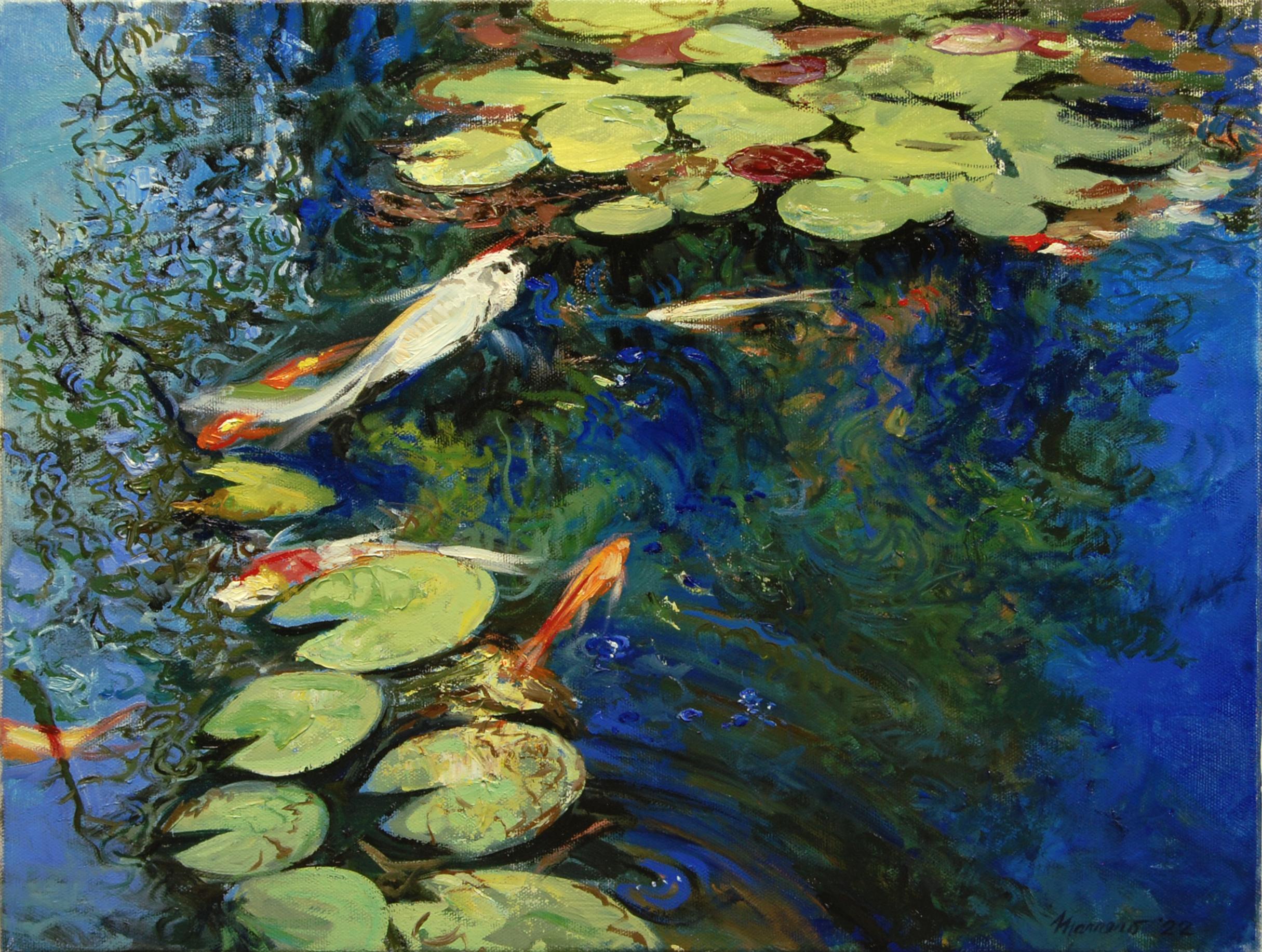 August Koi, peinture à l'huile