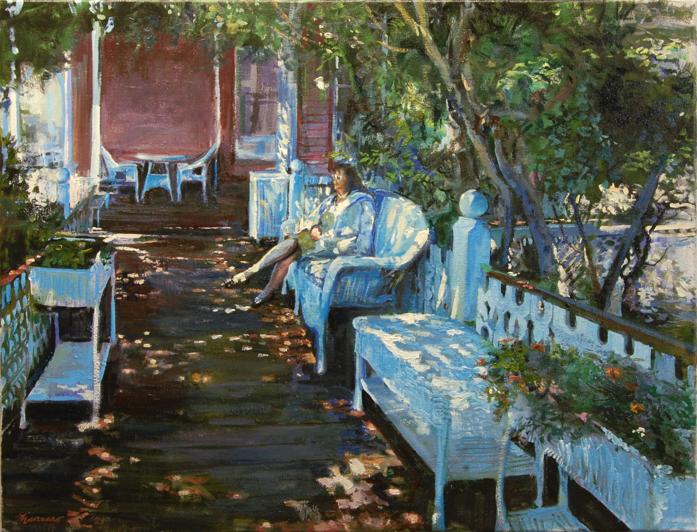Onelio Marrero Interior Painting - Bed and Breakfast Porch, Oil Painting