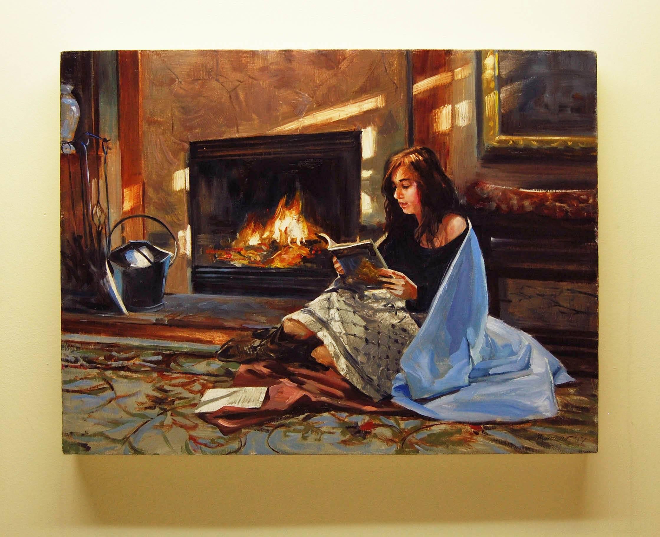 Early Morning Contemplation, Oil Painting - Brown Figurative Painting by Onelio Marrero