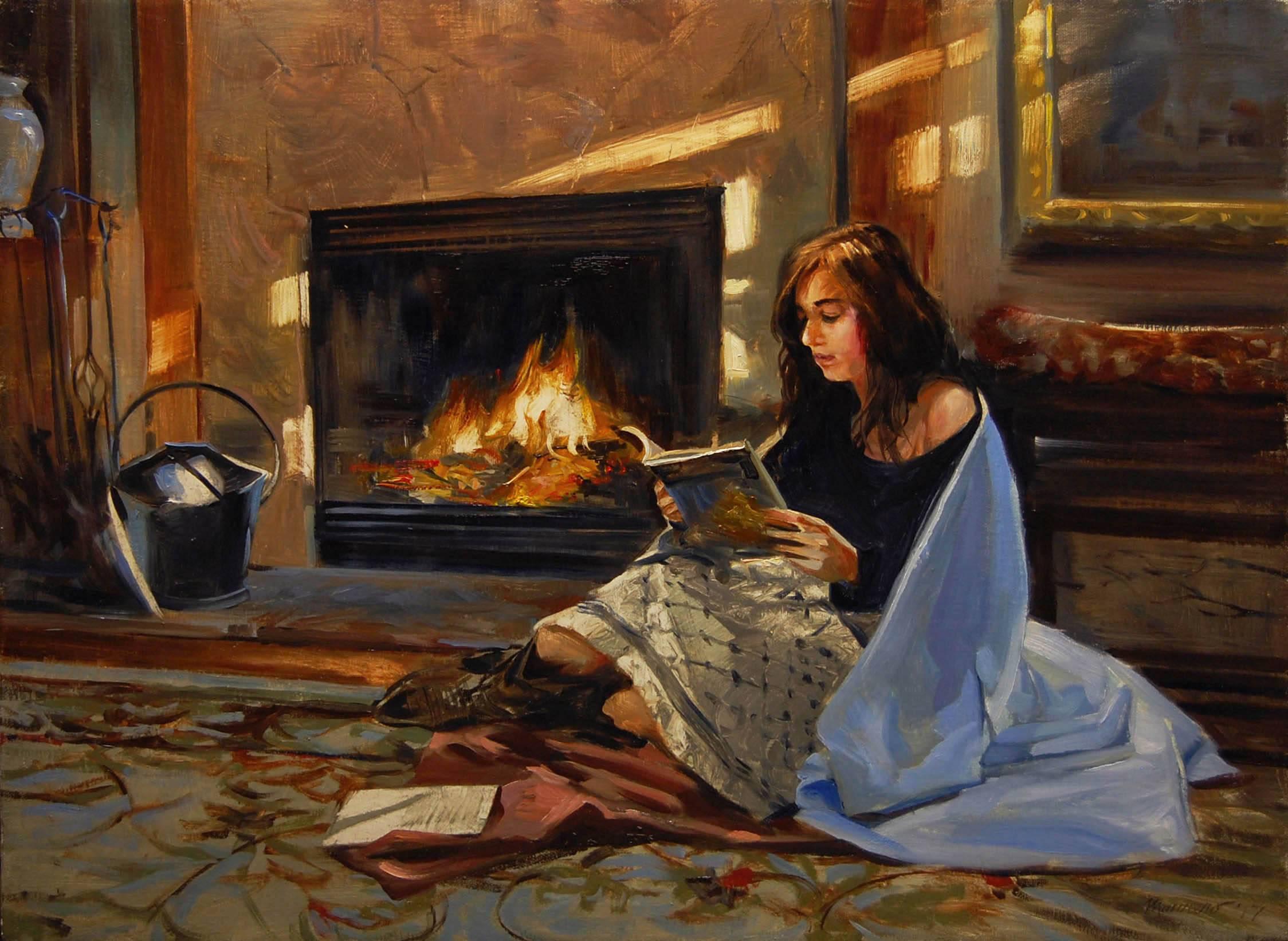Onelio Marrero Figurative Painting - Early Morning Contemplation, Oil Painting