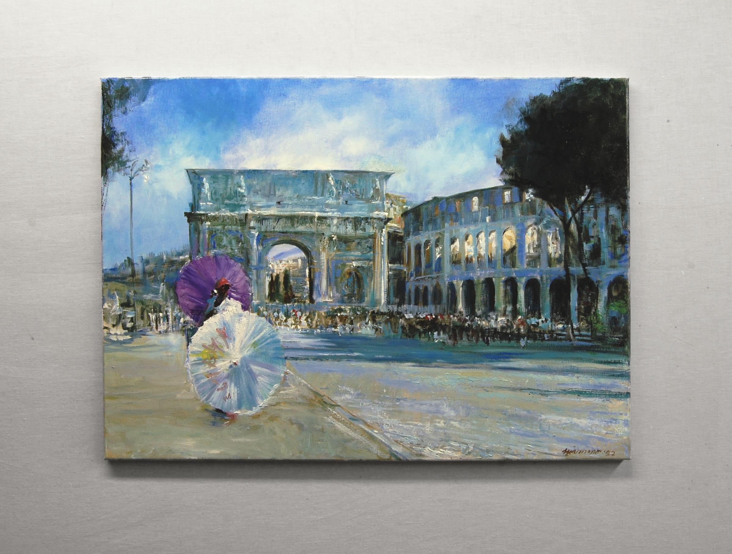 <p>Kommentare des Künstlers<br>Der Künstler Onelio Marrero hat dieses Werk nach einem Besuch in Rom, Italien, gemalt. Er zeigt eine Szene mit dem Konstantinsbogen und dem Kolosseum an einem warmen Morgen Ende Mai. Onelio spielt mit dem Sonnenlicht,