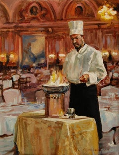 Flambé Chef Onelio Marrero Oil painting on stretched canvas