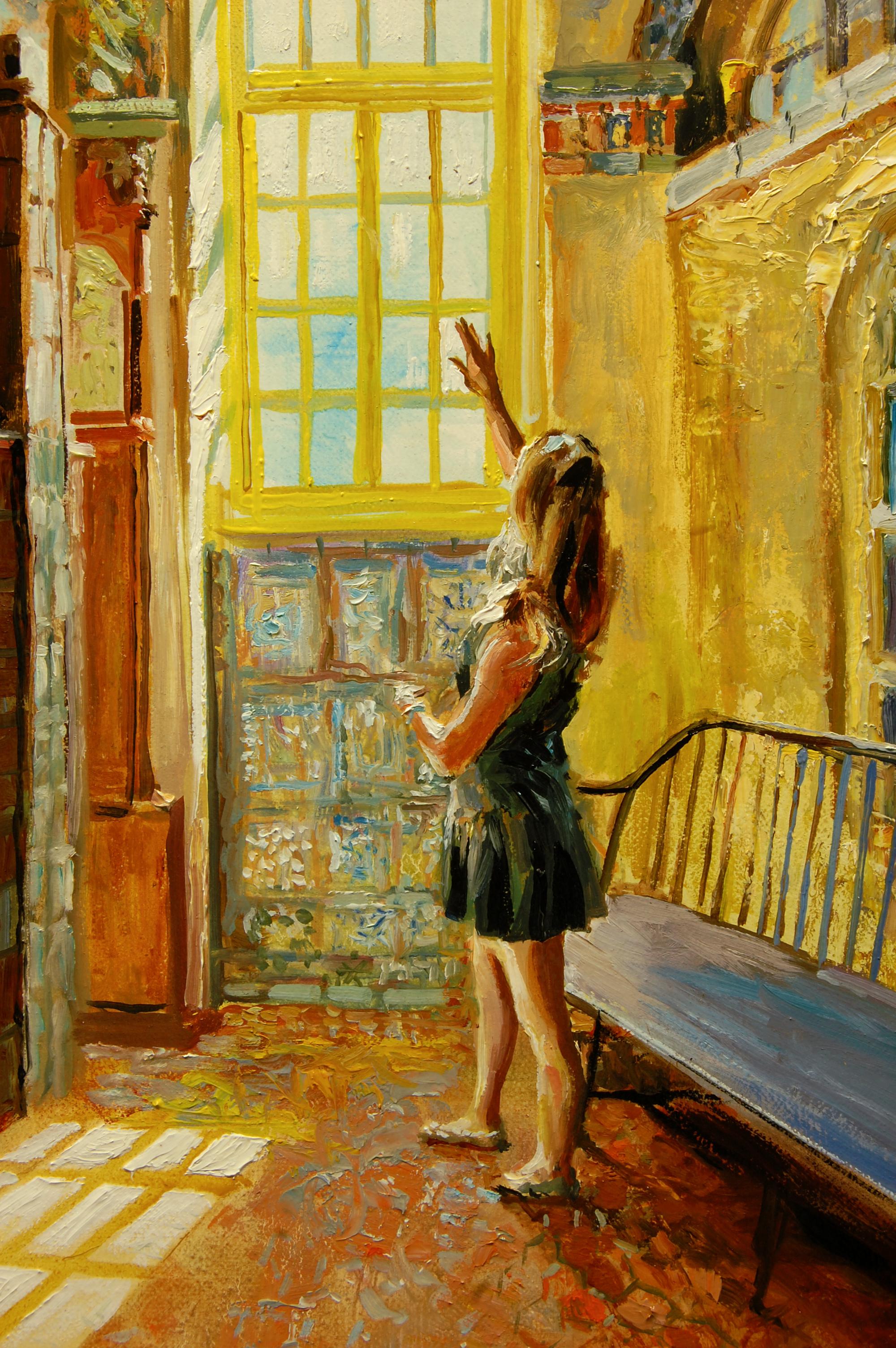 Docente del Castillo de Fonthill, Pintura al óleo - Interior Painting Marrón de Onelio Marrero