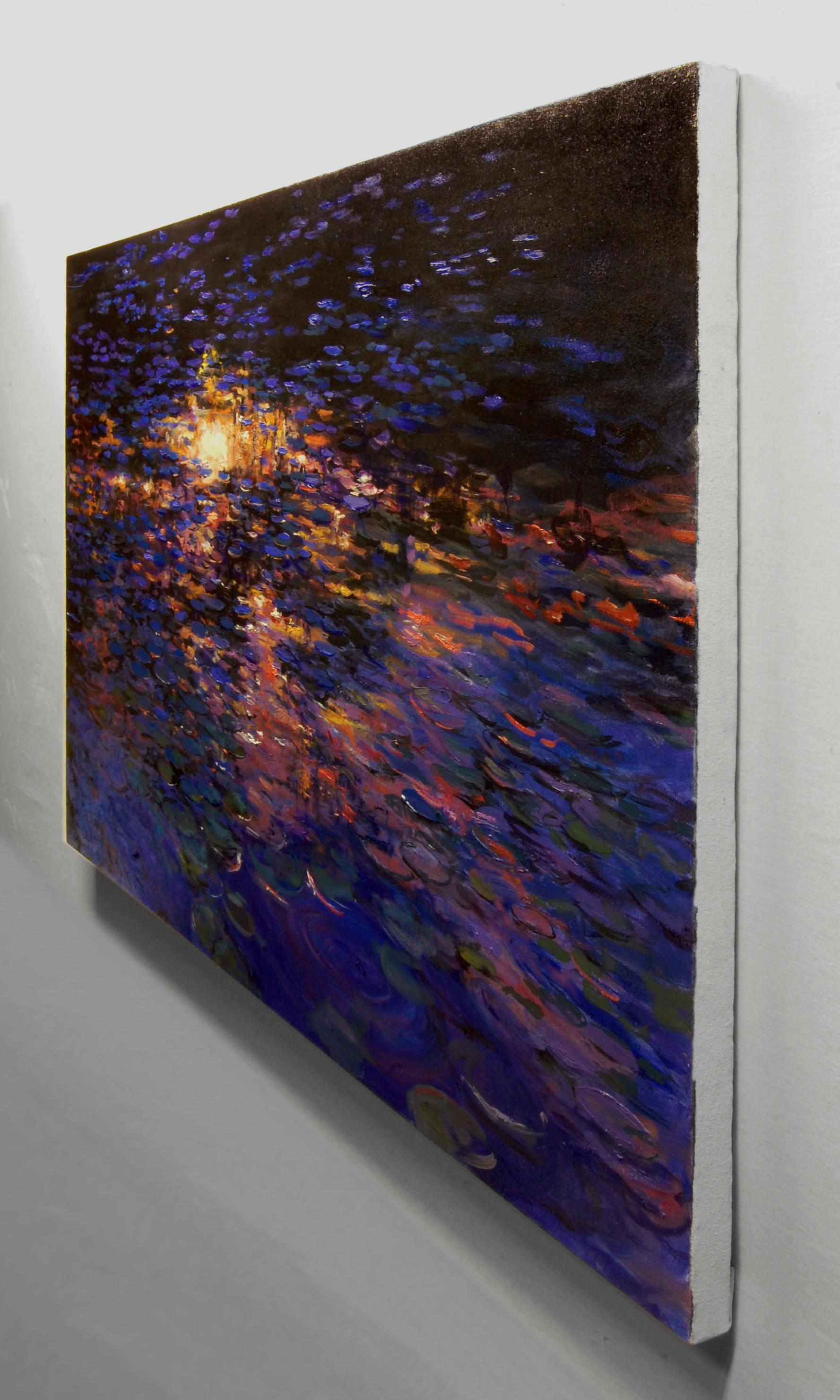 Last Light on the Water Lilies, Oil Painting - Impressionist Art by Onelio Marrero