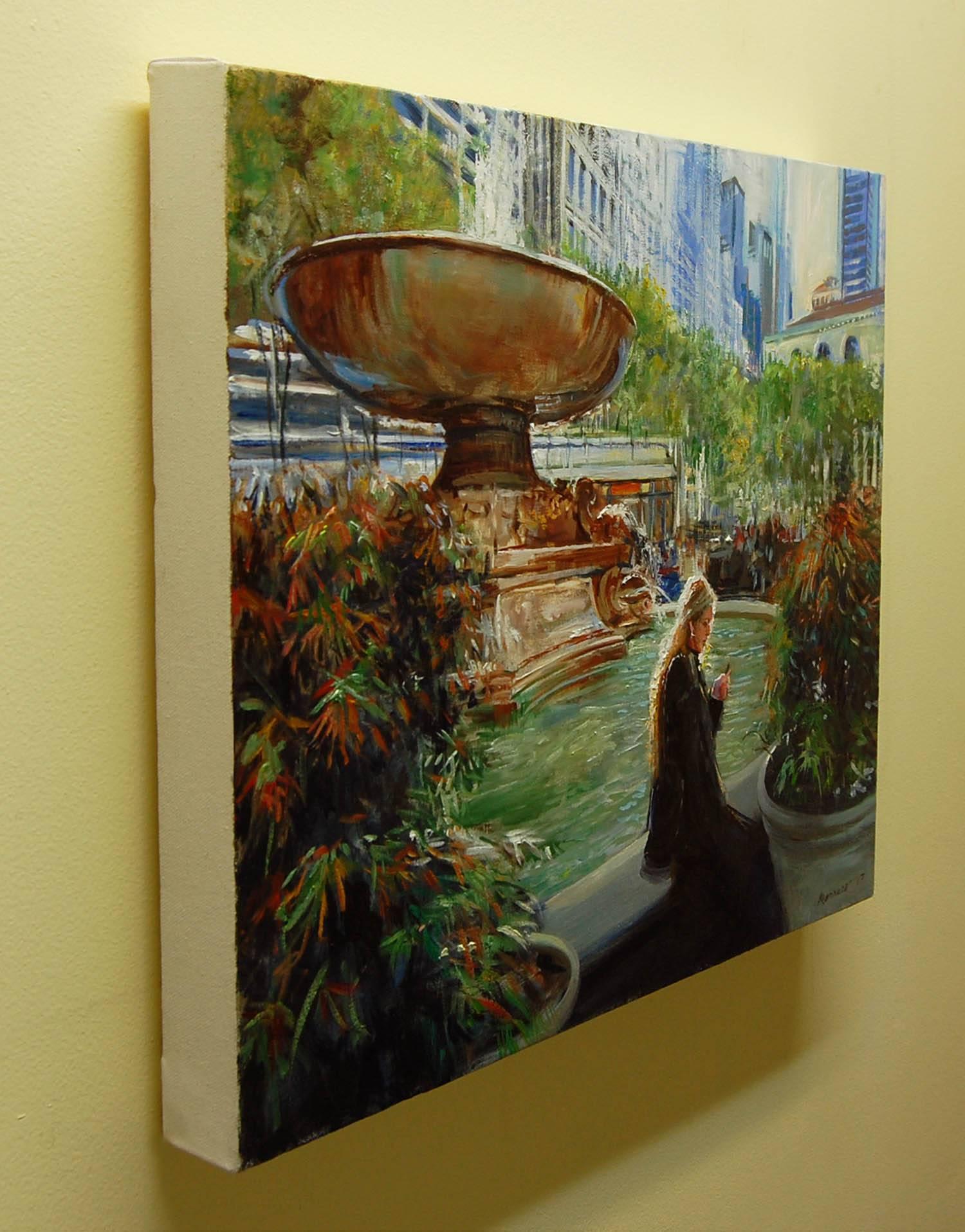 October Light In Bryant Park - Painting by Onelio Marrero