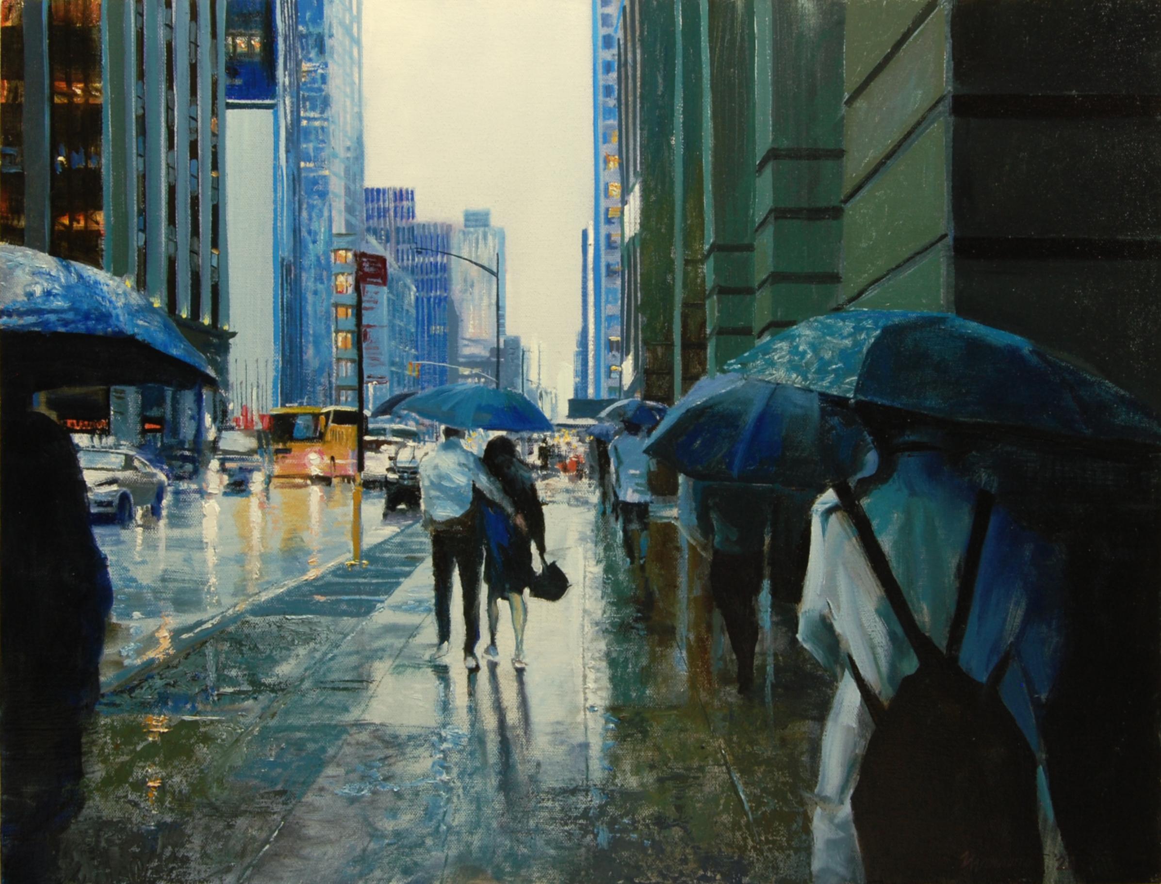 Please Share My Umbrella, Oil Painting
