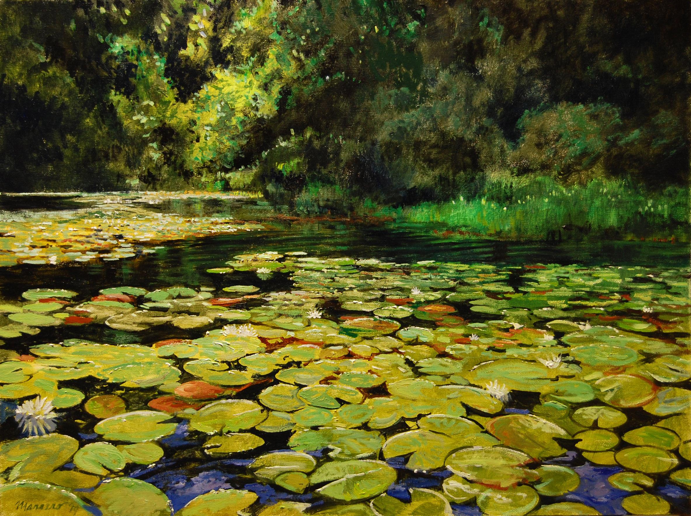Promised Land Water Lilies, Oil Painting - Art by Onelio Marrero