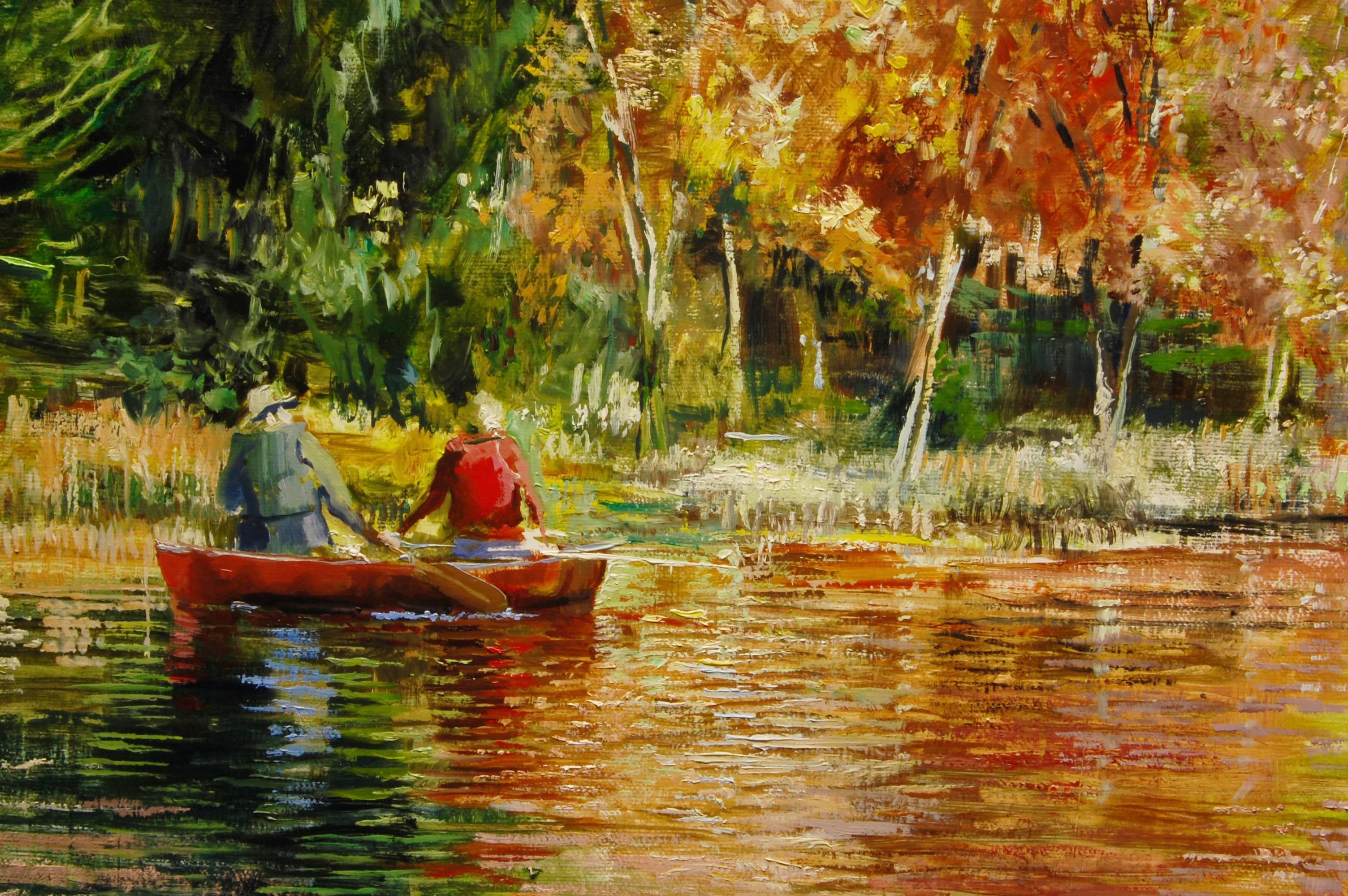 <p>Artist Comments<br />I often paddle my kayak on the Rockaway River near my house in NJ. The river is quiet and peaceful having a lazy current most of the time. For my outbound journey I usually paddle eastward following the river downstream. This
