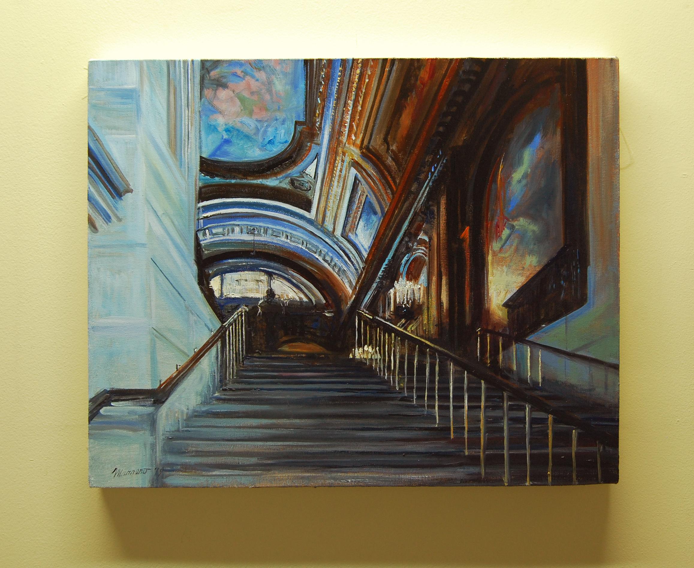 Stairway to a New Journey - Abstract Impressionist Painting by Onelio Marrero