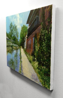 Le canal à Lambertville, peinture à l'huile