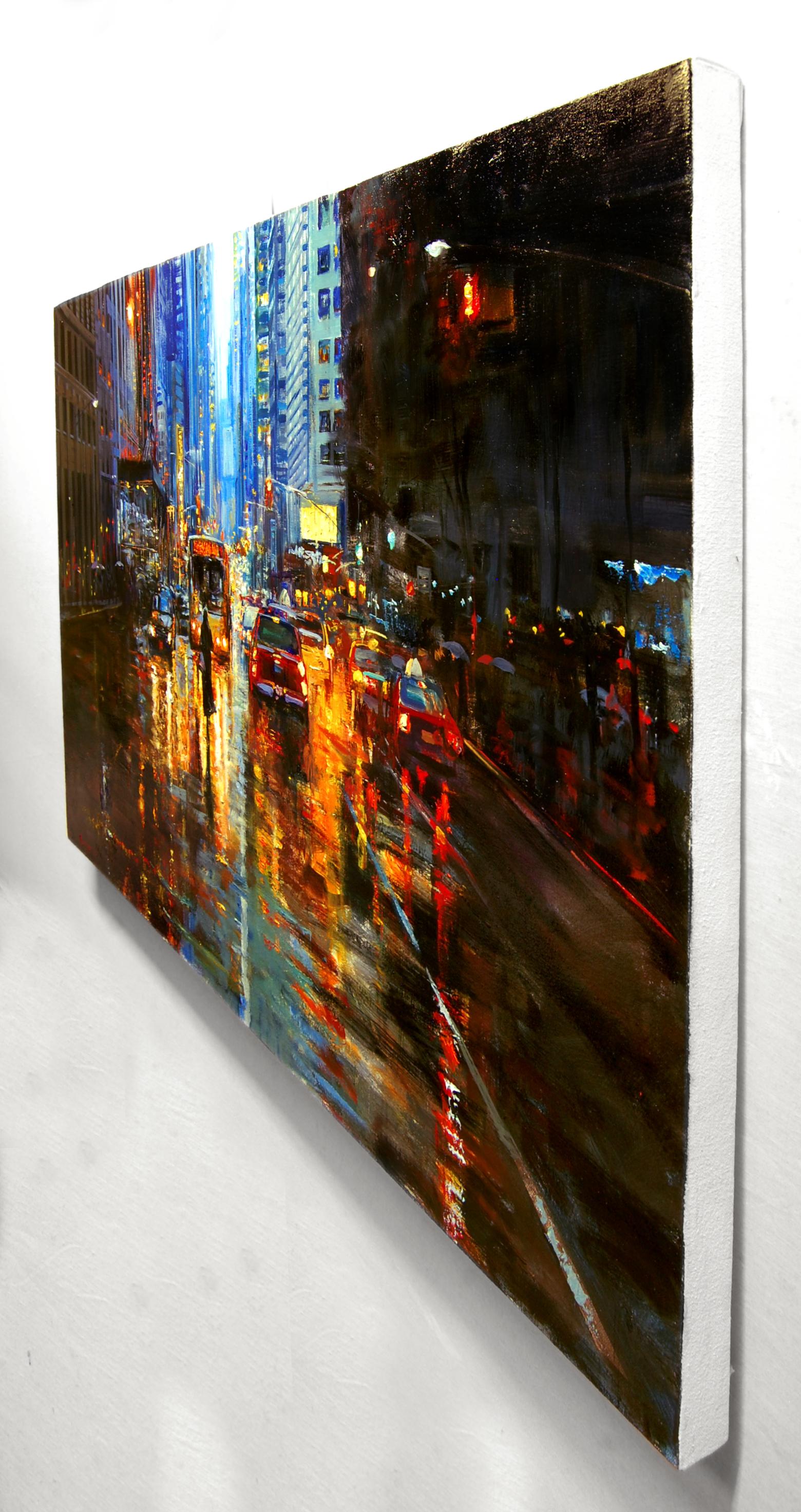 The Jaywalker, Oil Painting - Black Interior Painting by Onelio Marrero